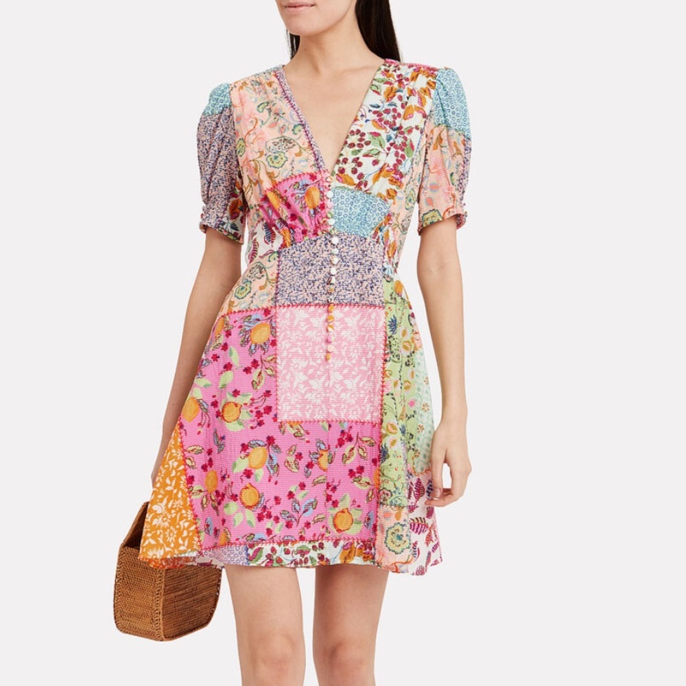 Saloni Lea Patchwork Mini Dress Saks Revolve Designer Wedding Guest *Price Firm* - Picture 2 of 6